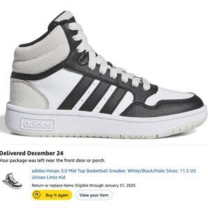 Adidas Hoops 3.0 Mid Top Basketball Sneaker, White/Black/Halo Silver, 11.5 US Un
